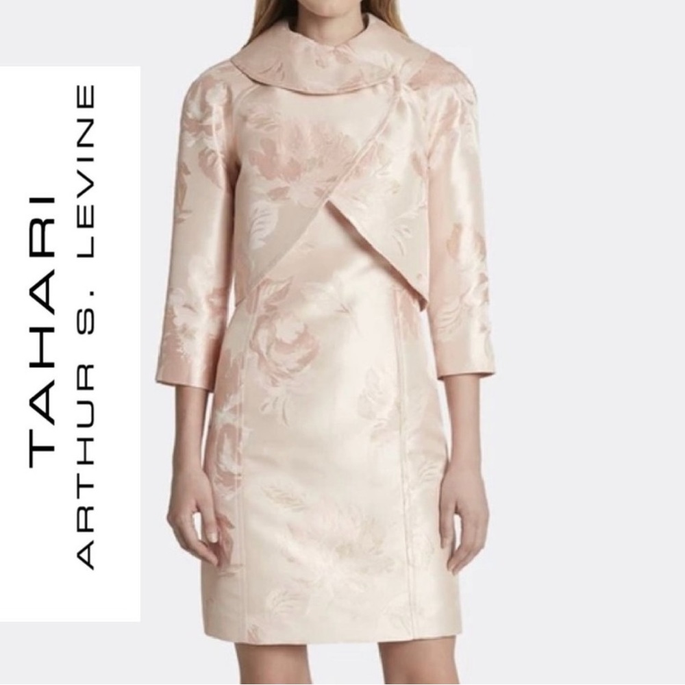 2 piece garment Tahari ASL dress pink/Gold dress Beautiful 💕